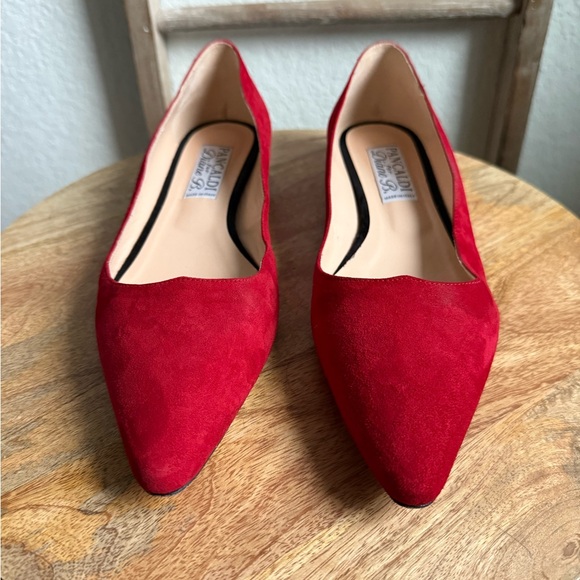Pancaldi for Diane B. Red Velvet Suede Leather Flats sz: US 10/EU 40 - Picture 3 of 9